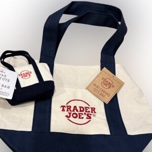NWT Navy Trader Joe's Mini and Micro Tote Bag set.
Micro tote included